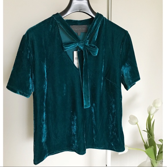 Anthropologie Velvet Tie Neck Top - Picture 5 of 8